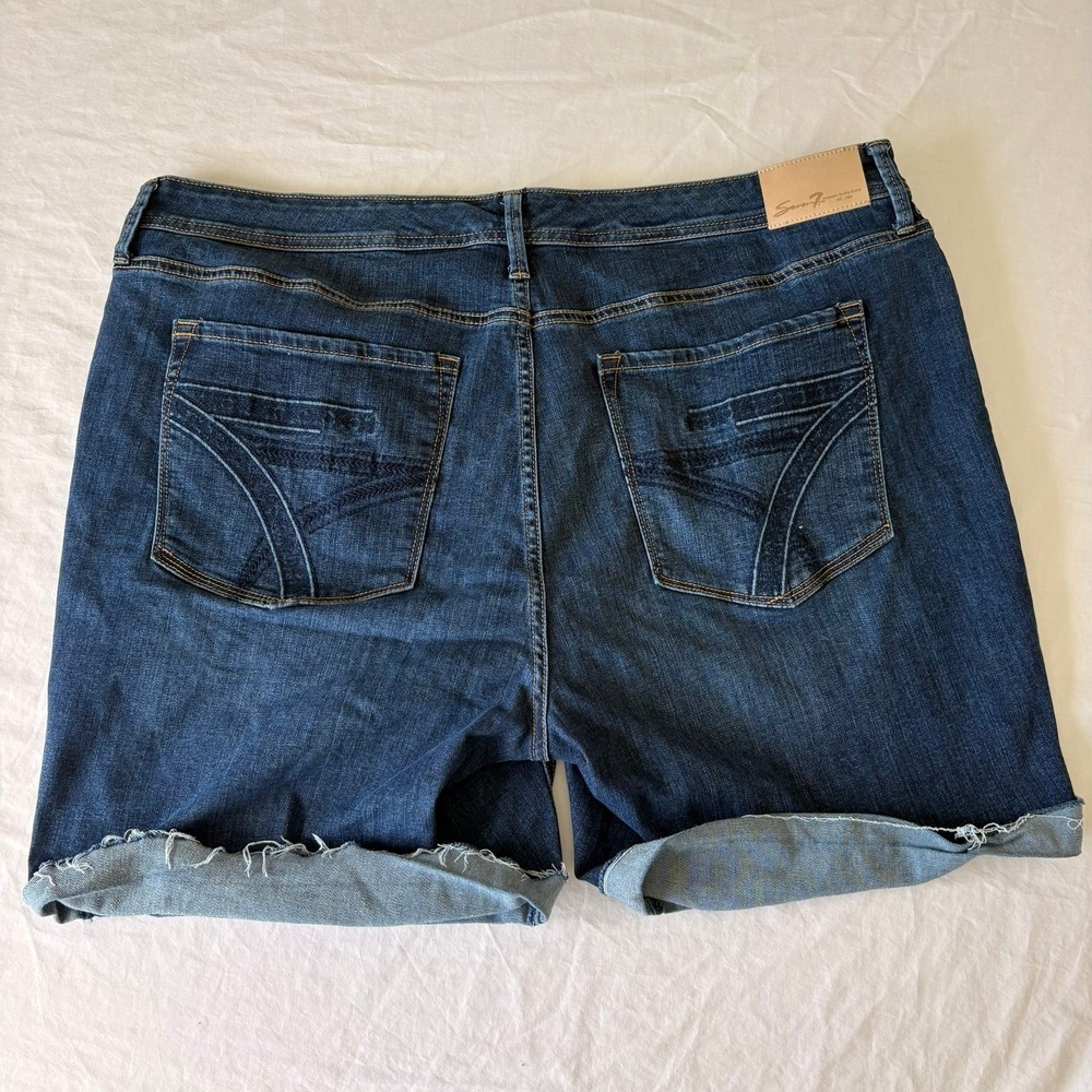 Seven7 Bermuda Denim Shorts Dark Wash Raw Hem Plus Size 22 1141319 - Picture 7 of 13